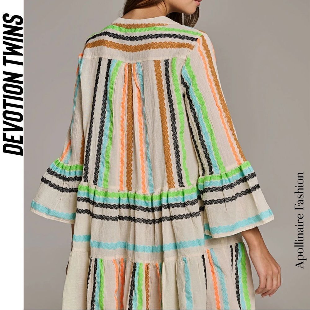 DEVOTION TWINS ELA MULTI COLORED JACQUARD MINI DRESS NEW - Picture 3 of 7